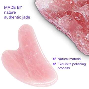 AOVIOANDY Gua Sha Massage Tool Rose Quartz Jade GuaSha Facial Tool, Gua-Sha Stone for Neck Body SPA Acupressure Scraping Massage Trigger Point Treatment
