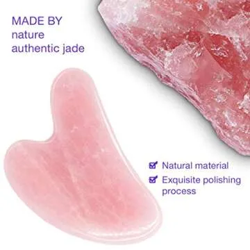 AOVIOANDY Gua Sha Massage Tool Rose Quartz Jade GuaSha Facial Tool, Gua-Sha Stone for Neck Body SPA Acupressure Scraping Massage Trigger Point Treatment