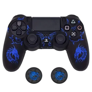 BRHE Anti-Slip Silicone Cover for PS4 Controller with Dragon Thumb Grips