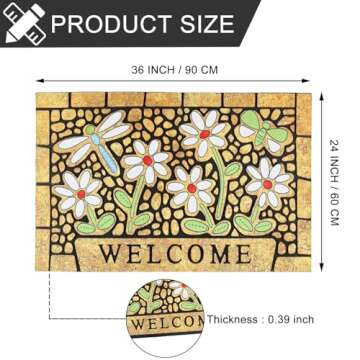 CHICHIC Door Mat Welcome Mat 24 x 36 Inch Front Door Mat Outdoors for Home Entrance Outdoors Mat for Outside Entry Way Doormat Entry Rugs, Heavy Duty Non Slip Rubber Back Low Profile, Dragonfly