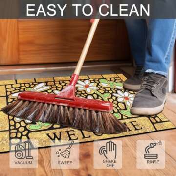 CHICHIC Door Mat Welcome Mat 24 x 36 Inch Front Door Mat Outdoors for Home Entrance Outdoors Mat for Outside Entry Way Doormat Entry Rugs, Heavy Duty Non Slip Rubber Back Low Profile, Dragonfly