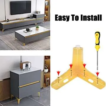 LOSYHU Gold Couch Legs 4 Inch Gold Metal Furniture Legs Modern Triangle Feet Metal Gold Cabinet Sofa Legs 8 PCS Heavy Duty Replacement Gold Legs for Cabinet, Couch Chair, Table, Sofa