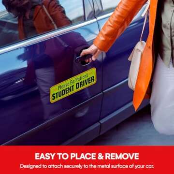 Signs Authority 3 Pcs Student Driver Car Magnet Reflective |10" New Driver Magnet for Car - Student Driver Magnet for Car - Student Driver Sticker | Magnetic Student Driver Signs for Car (Set of 3)