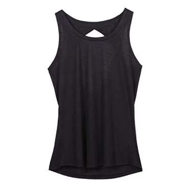 icyzone Open Back Yoga Tops for Women - Activewear Workout Clothes Exercise Fitness Tank Tops Gym Shirts(M, Black)