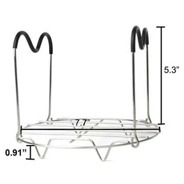 HapWay Steamer Rack Trivet with Heat Resistant Silicone Handles Compatible with Instant Pot 6 & 8 qt Accessories, Stainless Steel Steaming Rack Trivet Stand for Pressure Cooker