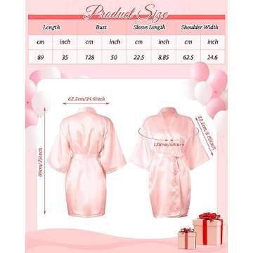 12 Pcs Kimono Robes for Women Silky Bride Bridesmaids Robe Lightweight Short Satin for Wedding Brida...