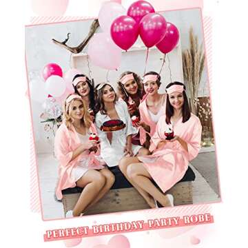 12 Pcs Kimono Robes for Women Silky Bride Bridesmaids Robe Lightweight Short Satin for Wedding Bridal Birthday Party(Pink)