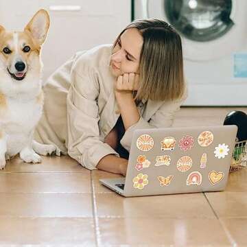 100Pcs Groovy Boho Hippie Vinyl Stickers, Waterproof Vinyl Stickers for Water Bottle, Srapbook, Laptop, Phone Case, Teens Girls Adults Hippie Decor Gifts