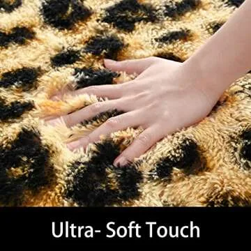 Amearea Fluffy Leopard Rug, Premium Cheetah Print Rugs, Soft Comfy Faux Fur Animal Carpet for Kids Room Bedroom, Living, Shaggy Teen Room Home Decor, Khaki 4x6 Feet