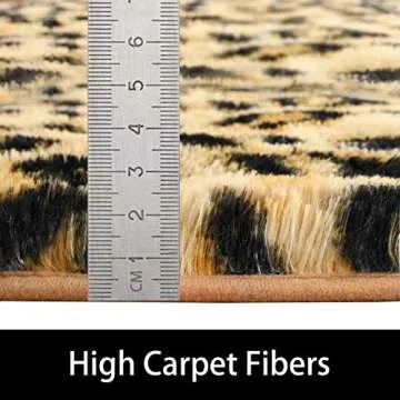 Amearea Fluffy Leopard Rug, Premium Cheetah Print Rugs, Soft Comfy Faux Fur Animal Carpet for Kids Room Bedroom, Living, Shaggy Teen Room Home Decor, Khaki 4x6 Feet