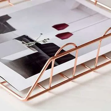 Jolitac Rose Gold 4-Tier Stackable Paper Tray Desk Organizer