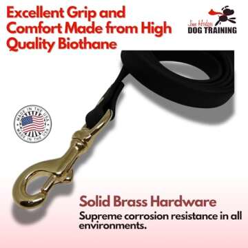 Jim Hodges Dog Training Gummy Dog Leash, Biothane, Dog Training Leash, Waterproof, Weatherproof, 6 Foot Length for Small, Medium & Large Dogs or Puppies, Various Sizes & Colors