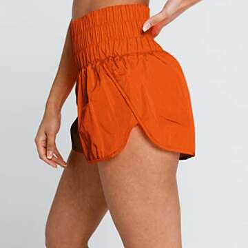 Roevite Womens High Waisted Athletic Shorts Elastic Casual Summer Running Shorts Quick Dry Gym Workout Shorts M Orange