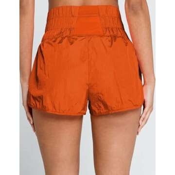 Roevite Womens High Waisted Athletic Shorts Elastic Casual Summer Running Shorts Quick Dry Gym Workout Shorts M Orange