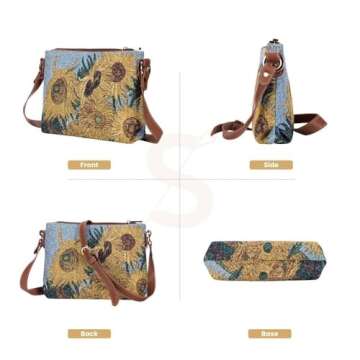 Signare Tapestry Crossbody Bag Shoulder Purse for Women In Vincent Van Gogh Sunflower Design (XB02-A...