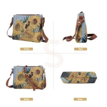 Signare Tapestry Crossbody Bag Shoulder Purse for Women In Vincent Van Gogh Sunflower Design (XB02-A...