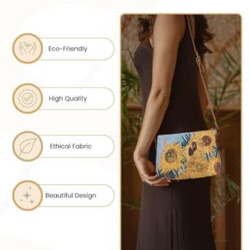 Signare Tapestry Crossbody Bag Shoulder Purse for Women In Vincent Van Gogh Sunflower Design (XB02-ART-VG-SUNF)