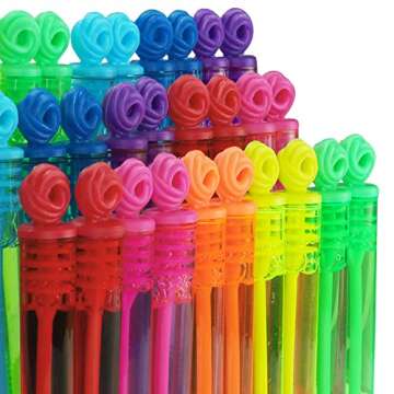 32-Piece 8 Colors Mini Bubble Wands Assortment Party Favors Toys for Kids Child, Christmas Celebration,Thanksgiving New Year, Themed Birthday,Wedding, Bath Time,Summer Outdoor Gifts for Girls Boys