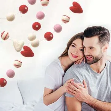 Glaciart Valentine Felt Ball Garland Handmade & Colorful