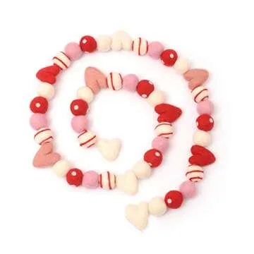 Glaciart Valentine Felt Ball Garland Handmade & Colorful