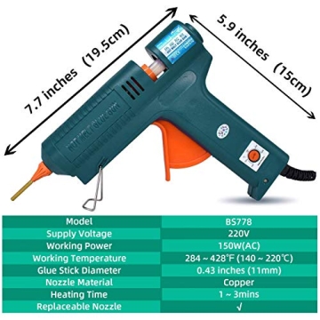 Premium Full Size Hot Glue Gun with Adjustable Temp and Nozzles