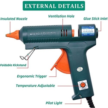 Premium Full Size Hot Glue Gun with Adjustable Temp and Nozzles