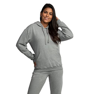 Fruit of the Loom Eversoft Fleece Hoodies, Moisture Wicking & Breathable, Hooded Sweatshirt, Grey Heather Pullover, Large