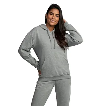 Fruit of the Loom Eversoft Fleece Hoodies, Moisture Wicking & Breathable, Hooded Sweatshirt, Grey Heather Pullover, Large