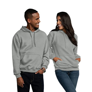 Fruit of the Loom Eversoft Fleece Hoodies, Moisture Wicking & Breathable, Hooded Sweatshirt, Grey Heather Pullover, Large