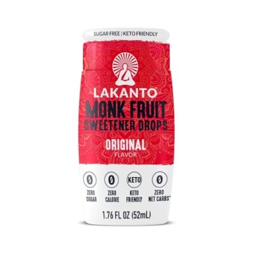 Lakanto Liquid Monk Fruit Extract Drops, Erythritol Free Sugar Substitute Sweetener For Tea, Coffee,...