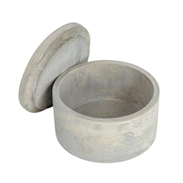 Bloomingville A75500081 Set of 2 Grey Round Decorative Cement Lids Boxes
