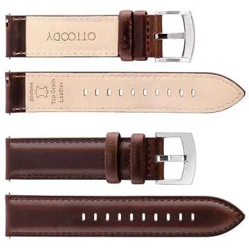 OTTOODY Leather Watch Bands 22mm 21mm 20mm 18mm Quick Release Watch Straps, Classic Top Grain Leather Watch Band for Men Replacement Bands for Watch and Smartwatch