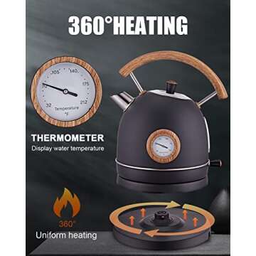 Electric Kettle, Talafa 1.7L / 1500W Electric Tea Kettles for Boiling Water, Stainless Steel Hot Wat...