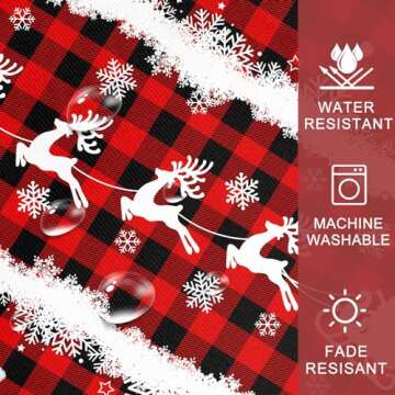 cusugbaso Christmas Tablecloth 52x70 Inches, Holiday Red Table Cloth for Rectangle Tables - Red Truck Christmas Decorations for Home - Water Resistant Buffalo Plaid Christmas Decor for Party,Kitchen