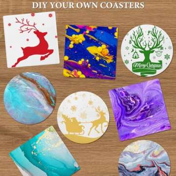 Ceramic Tile for Crafts Coasters, 24 Pack White Tiles Unglazed 4 Inch with 24 Pack Cork Backing Pads...