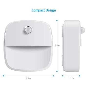 AMIR Motion Sensor Light, Cordless Battery Powered LED Night Light, Wall Light, 3 Warm White + 3 White, 200 Lumen, 3.74 x 3.15 x 6.34 Inches, Ideal for Hallway, Kitchen, Bedroom, Bathroom