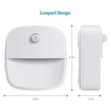 AMIR Motion Sensor Light, Cordless Battery Powered LED Night Light, Wall Light, 3 Warm White + 3 White, 200 Lumen, 3.74 x 3.15 x 6.34 Inches, Ideal for Hallway, Kitchen, Bedroom, Bathroom