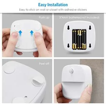 AMIR Motion Sensor Light, Cordless Battery Powered LED Night Light, Wall Light, 3 Warm White + 3 White, 200 Lumen, 3.74 x 3.15 x 6.34 Inches, Ideal for Hallway, Kitchen, Bedroom, Bathroom