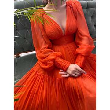 Stylish Long Sleeve Light Blue Prom Dress for Women