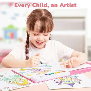 Paint with Water Coloring Books for Toddlers, Watercolor Painting Sets for Kids Ages 2-4, 4-8, Unicorn Arts and Crafts Birthday Presents for Boys Girls (Pink)