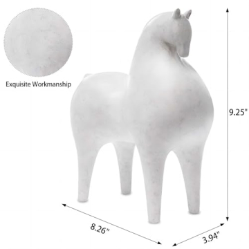 Pointnio Horse Statue Home Decor,Modern Living Room Shelf Decor, Horse Sculptures for Office Tabletop Bookshelf Decorative Objects(White-Big)