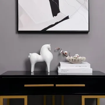 Pointnio Horse Statue Home Decor,Modern Living Room Shelf Decor, Horse Sculptures for Office Tabletop Bookshelf Decorative Objects(White-Big)
