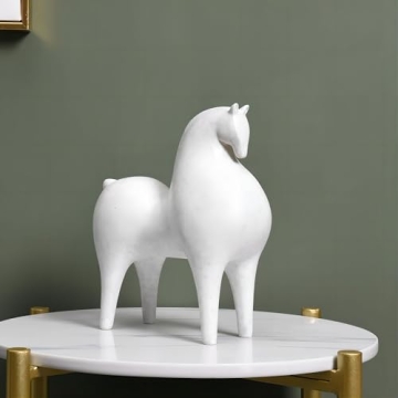 Pointnio Horse Statue Home Decor,Modern Living Room Shelf Decor, Horse Sculptures for Office Tabletop Bookshelf Decorative Objects(White-Big)