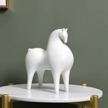Pointnio Horse Statue Home Decor,Modern Living Room Shelf Decor, Horse Sculptures for Office Tabletop Bookshelf Decorative Objects(White-Big)