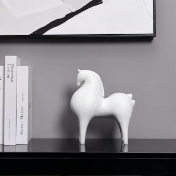Pointnio Horse Statue Home Decor,Modern Living Room Shelf Decor, Horse Sculptures for Office Tabletop Bookshelf Decorative Objects(White-Big)