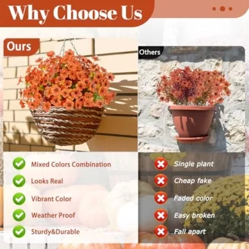 Elyum Faux Mums - 9 Bundles of UV Protected Fall Decor