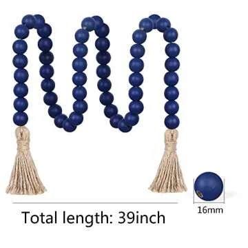 Meplait 39in Wood Bead Garland - Chic Farmhouse Decor
