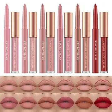 BestLand 12Pcs Matte Liquid Lipstick Set with Lip Liners - Long Lasting, Waterproof Pigment