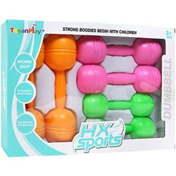 TeganPlay Kids Plastic Weight Set Dumbbells Set for toddlers | Barbell Fitness Exercise Equipment for Home Gym Workout (Set of 6 pcs)
