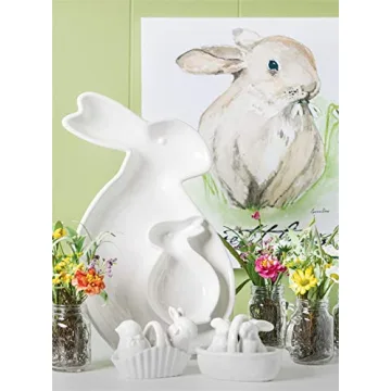 Cute Sullivans Chip & Dip Rabbit Ceramic Plate for Entertaining